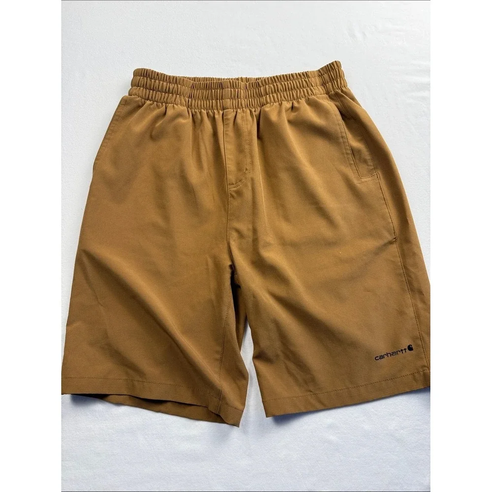 Carhartt Kids Boys Brown Elastic Waist Outdoor Utility Trail Shorts Size L 14-16